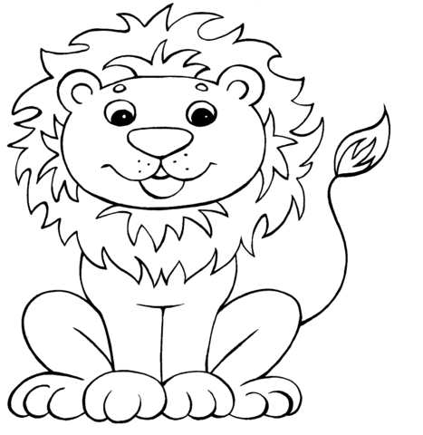 Funny Lion Coloring Page